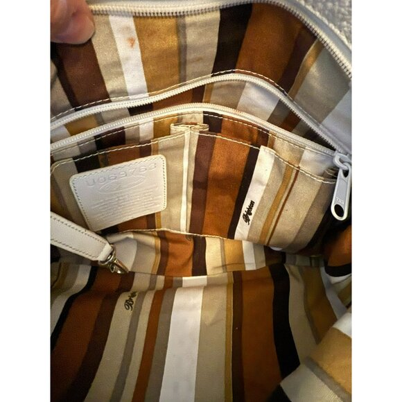 Brighton Cream Pebbled Leather Shoulder Tote Bag With Floral Metal Accents - Picture 10 of 12